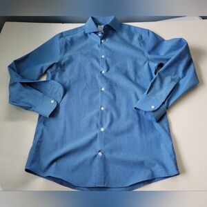 Charles Tyrwhitt Men's Button-down Shirt Extra Slim Fit Non-iron Blue 15.5 - 39